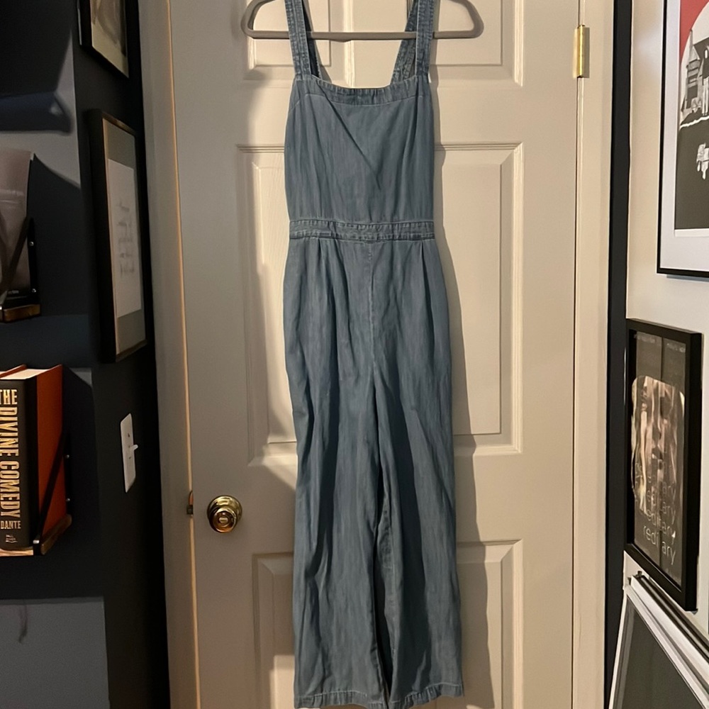 Denim style jumpsuit.